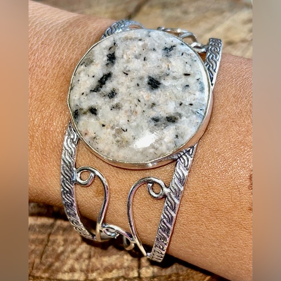 Kiwi Jasper Stone Cuff Bracelet Adjustable - Picture 7 of 11